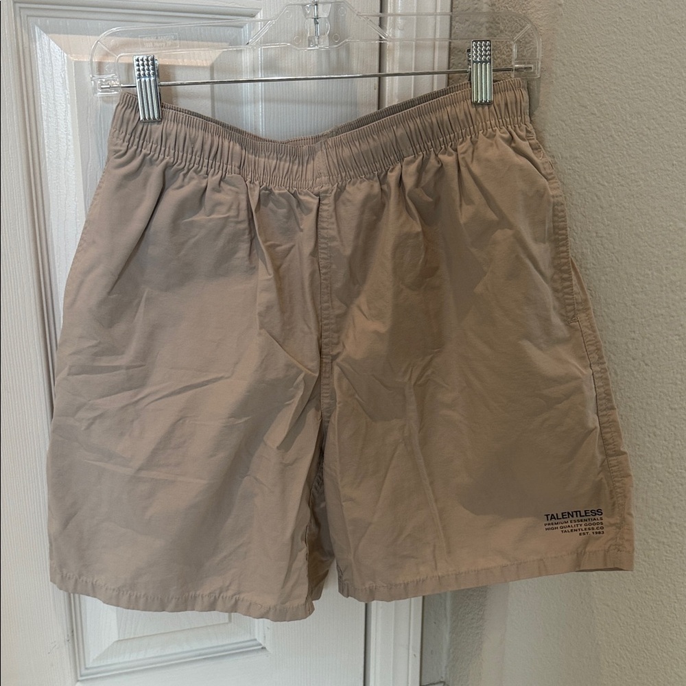 TALENTLESS Nylon Shorts Bone/Beige Elastic Waistband